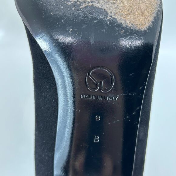 Vintage St. John Black Smooth and Suede Leather High Heel Pumps Size 8B - Picture 8 of 12